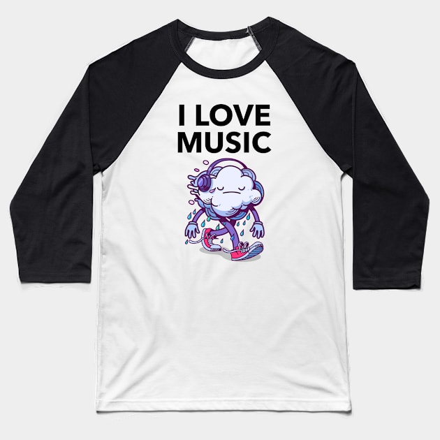 I Love Music Baseball T-Shirt by Jitesh Kundra